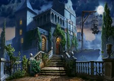 7x5ft Halloween Night Ancient Castle Fortress Vinyl Backdrop Photo Background LB