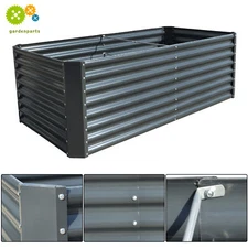 6x3x2ft/8x2x2ft Large Metal Galvanized Raised Garden Bed Planter Box Dark Grey