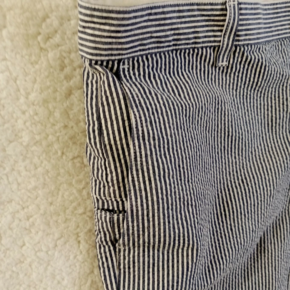 Pantalones Cortos Dockers Para Hombre 42 Frente Plano Seersucker Azul Blanco Rayas Algodón Foto 3 de 4