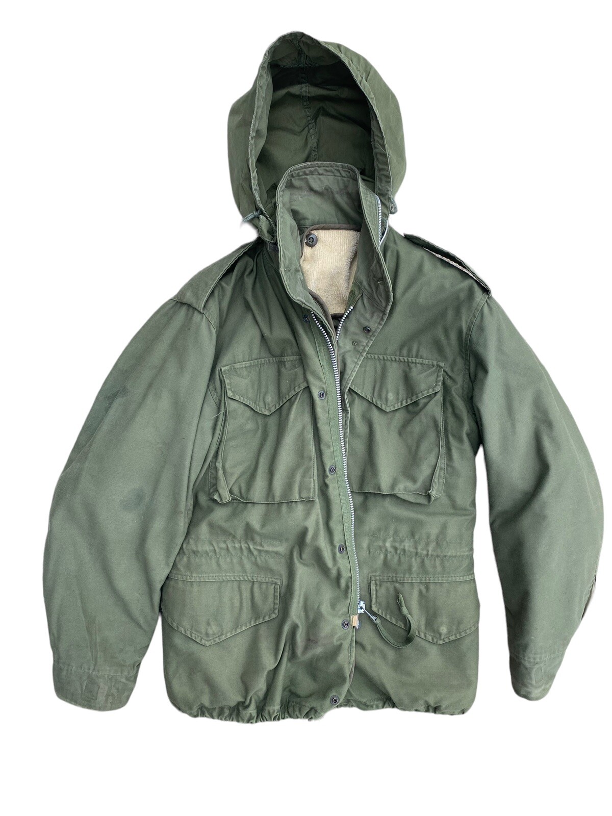 Vietnam War US Army OG-107 M65 Field Jacket w/ Hood & M-1951 Liner  