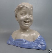 Italian Majolica Bust of Laughing Boy Copy Renaissance Sculpture by Settigano