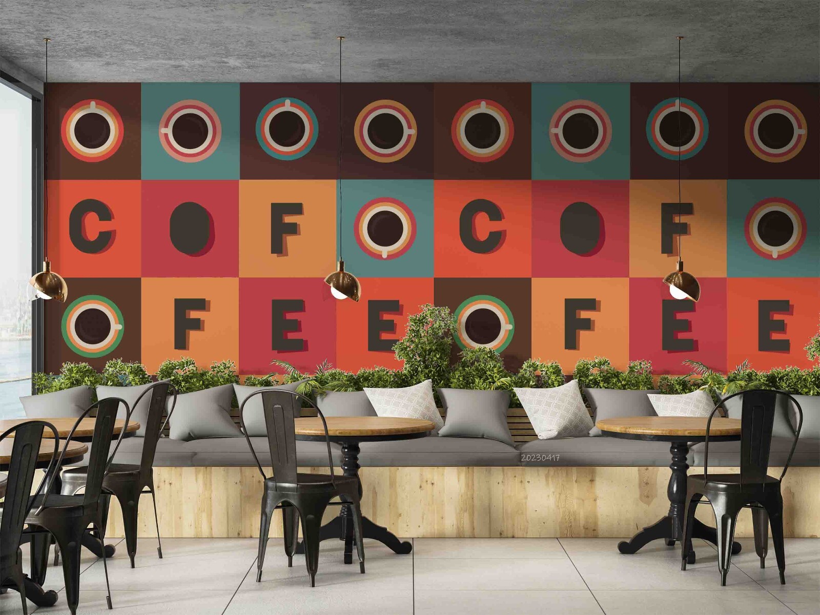 3D Coffee Colorful Cups Poster Wallpaper Wall Mural Peel and Stick ...