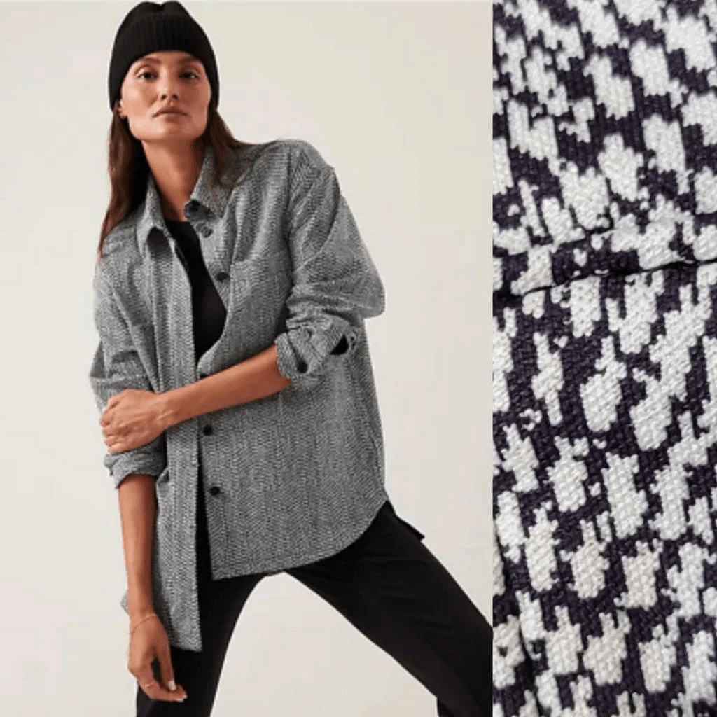 Athleta textured shirt jacket, braided black Sz XS | eBay