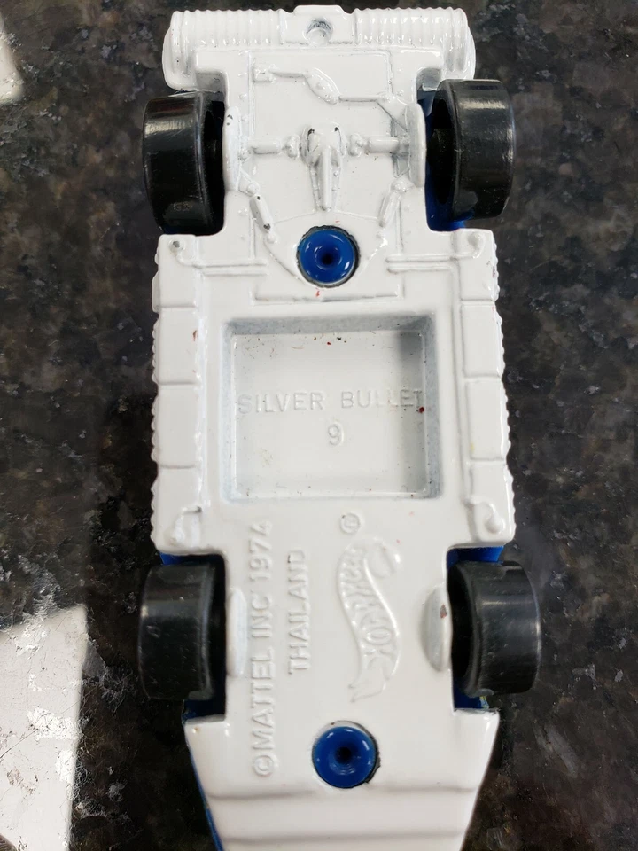 Mattel Hot Wheels Серебряная пуля #9 - 1974 год - Таиланд скорость гонщик синий белый - Изображение 4 из 4