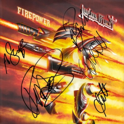 JUDAS PRIEST Firepower FULLY SIGNED Vinyl LP Rob Halford +4 Painkiller AUTOGRAPH