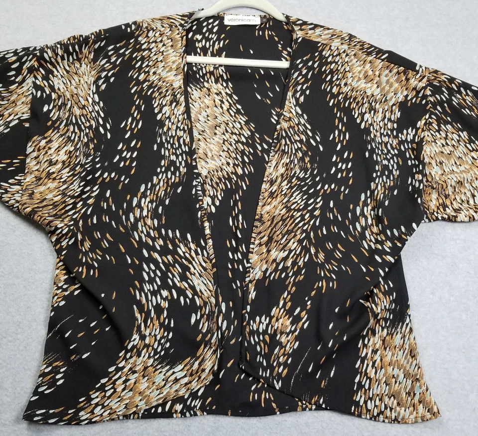 Top Kimono Veronica M Para Mujer Pequeño Abstracto Manga Corta Frente Abierto Boho Informal Foto 2 de 4