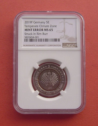 Germany 2019F Temperate Climate zone 5 Euro Bi-metallic Coin NGC MINT ERROR MS65