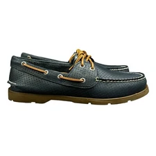 Sperry Leeward 2-Eye Perf Navy Blue Leather Boat Shoes Men's Sizes 8 - 11 W