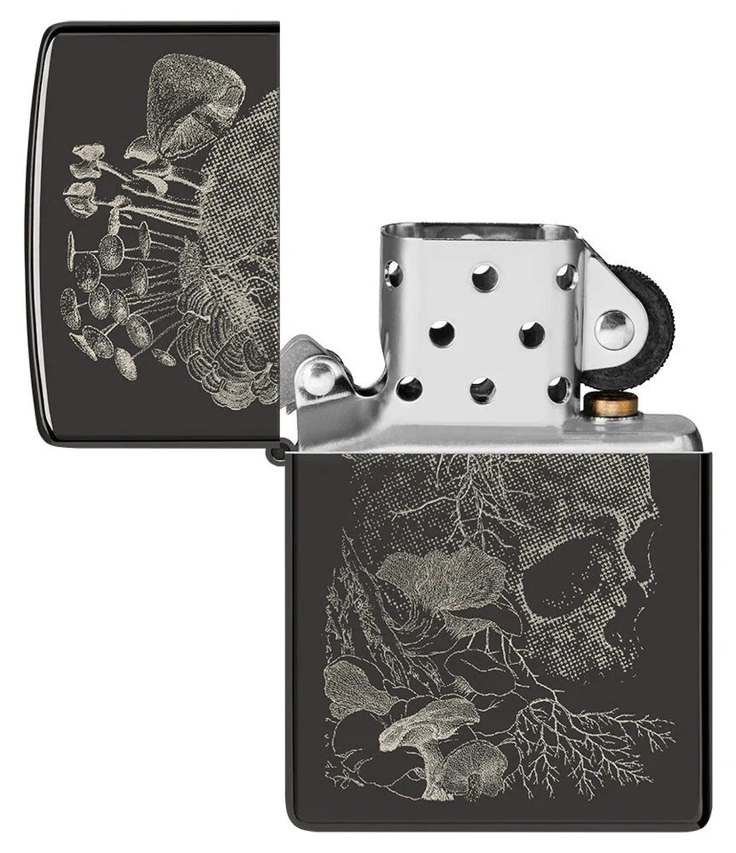 Genuine ZIPPO Lighter 48590 HIGH POLISH SKULL MUSHROOM DE VITA ET MORTE BLACK - Image 4 of 4