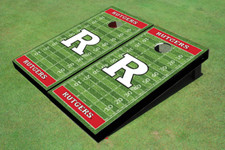 Rutgers University Red Matching Football Field Custom Cornhole Boards