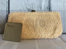 Beaded Walborg Purse Kiss Clasp Satin w/ Original Mirror Hand Made In Germany