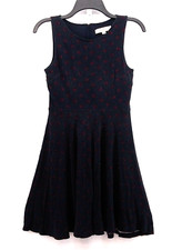 LOFT Dress Womens Size XSP Black Red Polka Dot Sleevless