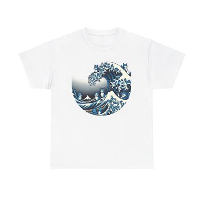 Blue Wave Cat for Kamala T-Shirt, Ukiyo-e Inspired Japanese Artistic Cat Lover 
