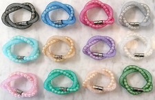 TBT Bracciale a Rete con Cristalli e Perle Doppio Giro con Calamita - girocollo