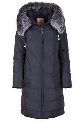 Steppmantel Daunenjacke Echtfell Kapuze Damen Wintermantel