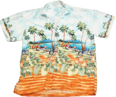 GoHawaii Hawaiian Shirt Mens 2XL XXL Multicolor Short Sleeve Button Motorcycle