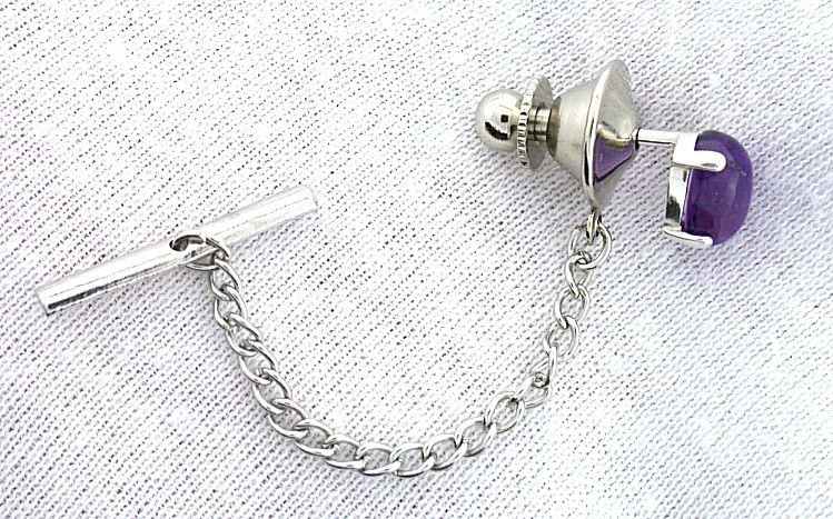 Cabujón de plata esterlina ovalado 9x7 amatista piedra preciosa piedra preciosa corbata Foto 2 de 2