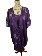 Secret Treasures Peignoir Set Nightgown Robe Purple Floral Silky Satiny 2XL