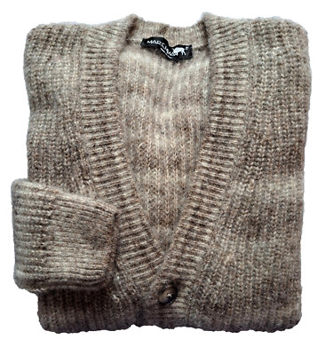 Maremma Italy HE Cardigan Gr.L ca.52 Alpaka 51% BW 49% s.dicht grau Mel. V-neck