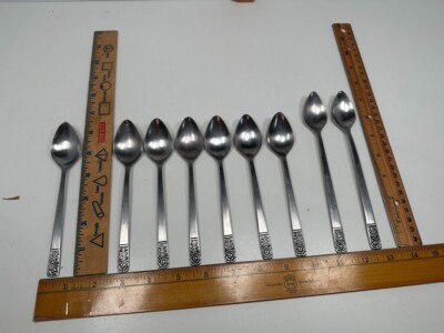 St Regis Stainless Hong Kong Leaves & Roses 7 Spoons 2 Teaspoons Flatware