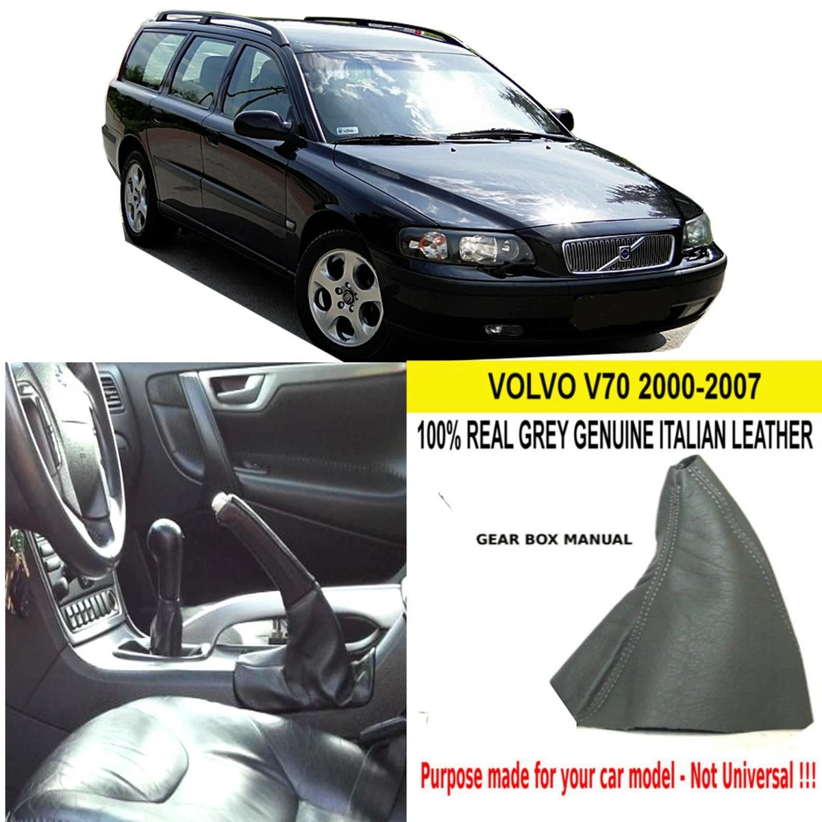 VOLVO V70 2001 07 GENUINE LEATHER GREY GEAR GAITER SHIFT BOOT NEW