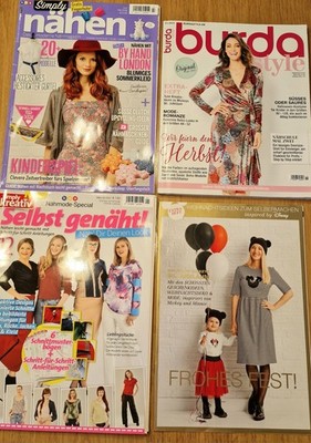 3 Hefte Burda , Simply Kreativ,   Nähen Schnittmuster Mode Topp