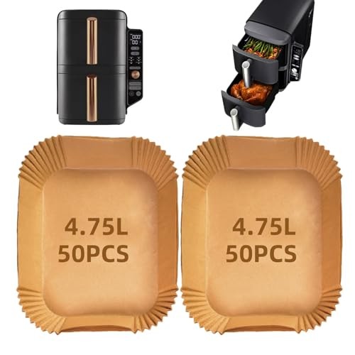 100PCS Ninja Double Stack XL 9.5L Air Fryer Liners, Dual Air Fryer Paper