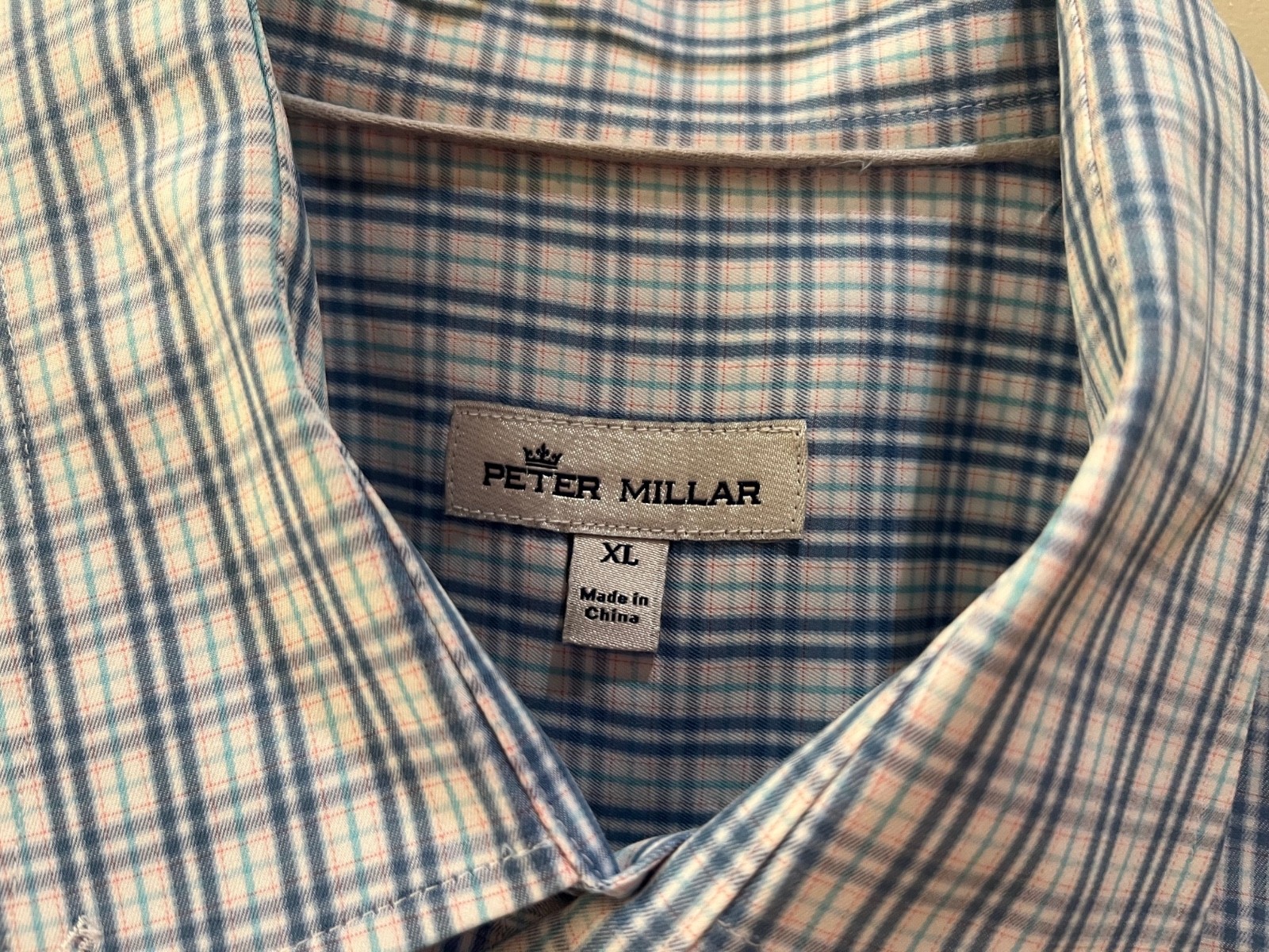 Peter Millar button down, XL, multi check, excell… - image 1