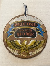 Vintage Wood Enesco Welcome To Our Home Eagle Sign