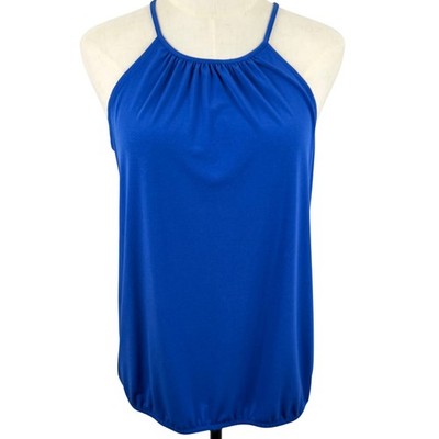 Express Matte Jersey Halter Tank Top S Cobalt Blue Bubble Hem Keyhole Y2K Retro