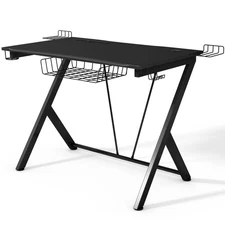 52" K-Shaped Gaming Desk Computer Desk PC Table Workstation with Headphone Hook