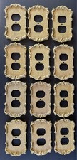 Vintage MCM Brass Outlet Covers Plugin Plates Gold Tone Metal Lot Of 12