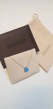 18k Gold Neckalce Heart Blue color real authentic 18 karat gold gift for her