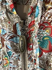 Oilily Women’s Lightweight Whimsical Floral Hooded Lined Jacket Small Full Zip