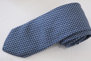 HERMES PARIS 655609T H PATTERN BLUE SILK MEN'S NECK Tie W:3 3/4" BY L:60"