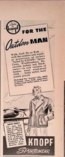 1940 Knopf Sportswear For the Outdoor Man Mens Fashion Print Ad LIFE Oct 7