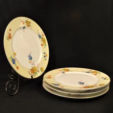 Limoges Bernardaud B&Co 4 Dinner Plates 10 5/8" Riviera 1914-1930's Floral Gold