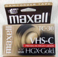 Maxell VHS-C Camcorder Video Tape TC-30 HGX-Gold Premium Grade NEW/SEALED