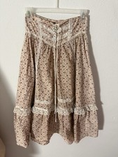 Gunne Sax Corestt Vintage 70s Skirt Pink Floral Size 5