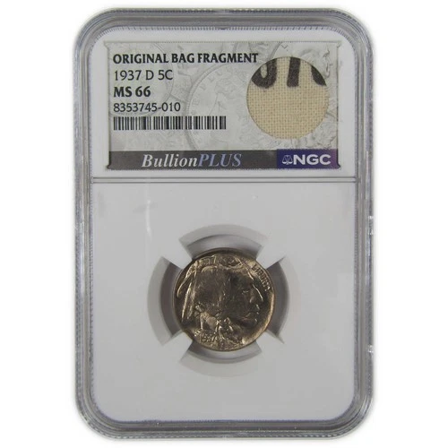 1937 D Indian Head Buffalo Nickel MS 66 NGC Bag Fragment SKU:I22674