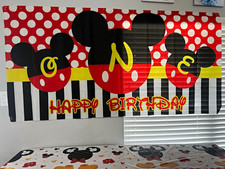 Mickey Mouse 1st Birthday Party Decoration Set Banner Centerpiece Blocks Sign