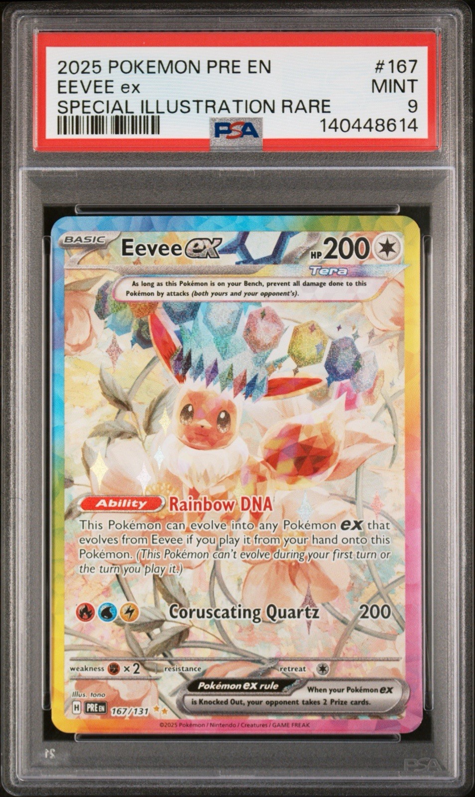 2025 POKEMON PRE EN-PRISMATIC EVOLUTIONS #167 EEVEE EX SIR PSA 9
