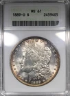 1889-O Morgan Dollar ANACS MS61 Sopabox Holder Rim Toned