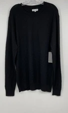 Geoffrey Beene Womens Black Knit Crew Neck Long Sleeve Pullover Sweater Size M