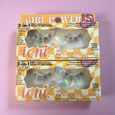 2 Sets Ioni 3D Faux Mink Lashes Wispy Natural Cluster Doll 2-in-1 Handmade