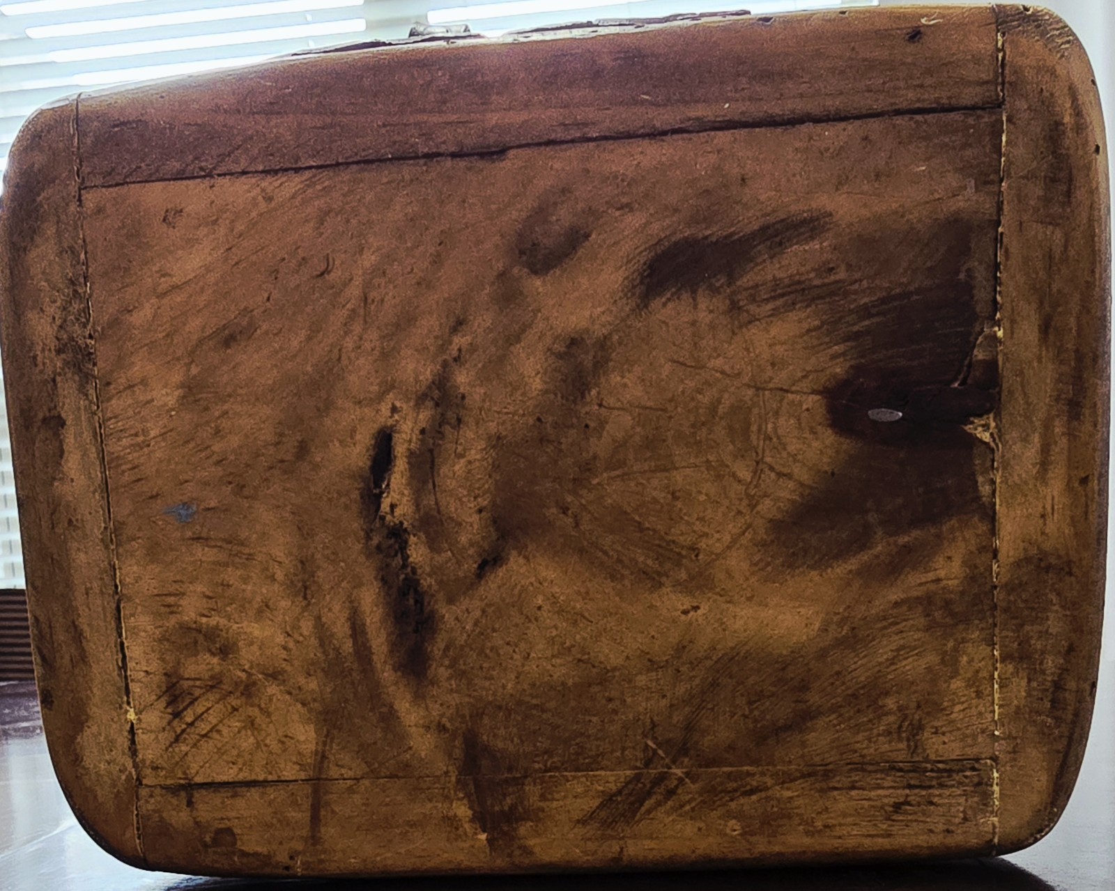 Rare Antique Early Vintage Small Worm Wood Chest Trunk Box