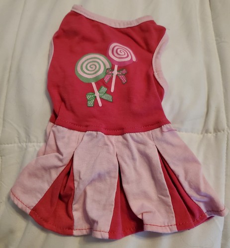 dog dress  dark & light pink  size small  pre-owned