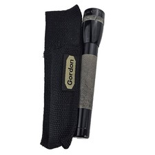 Vintage Mini Maglite AA Flashlight Black Made in USA with Gordon Holster Works