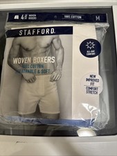 Stafford 4-Pack Men's 100 Cotton Boxer Briefs Sz M 32-34 French Blue