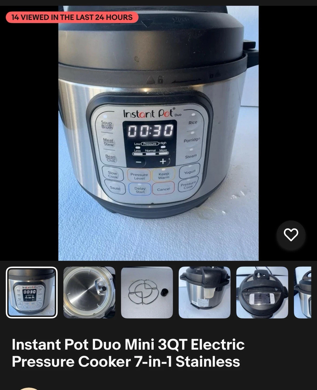 Instant Pot Duo Mini 3QT Electric Pressure Cooker 7-in-1 Stainless
Opens in a new window or tab